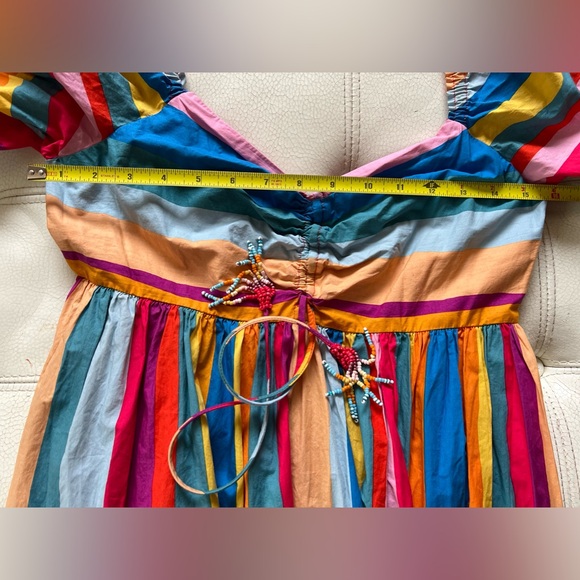 Farm Rio Striped Scarf Maxi Dress Multicolor Size S New - Picture 6 of 6